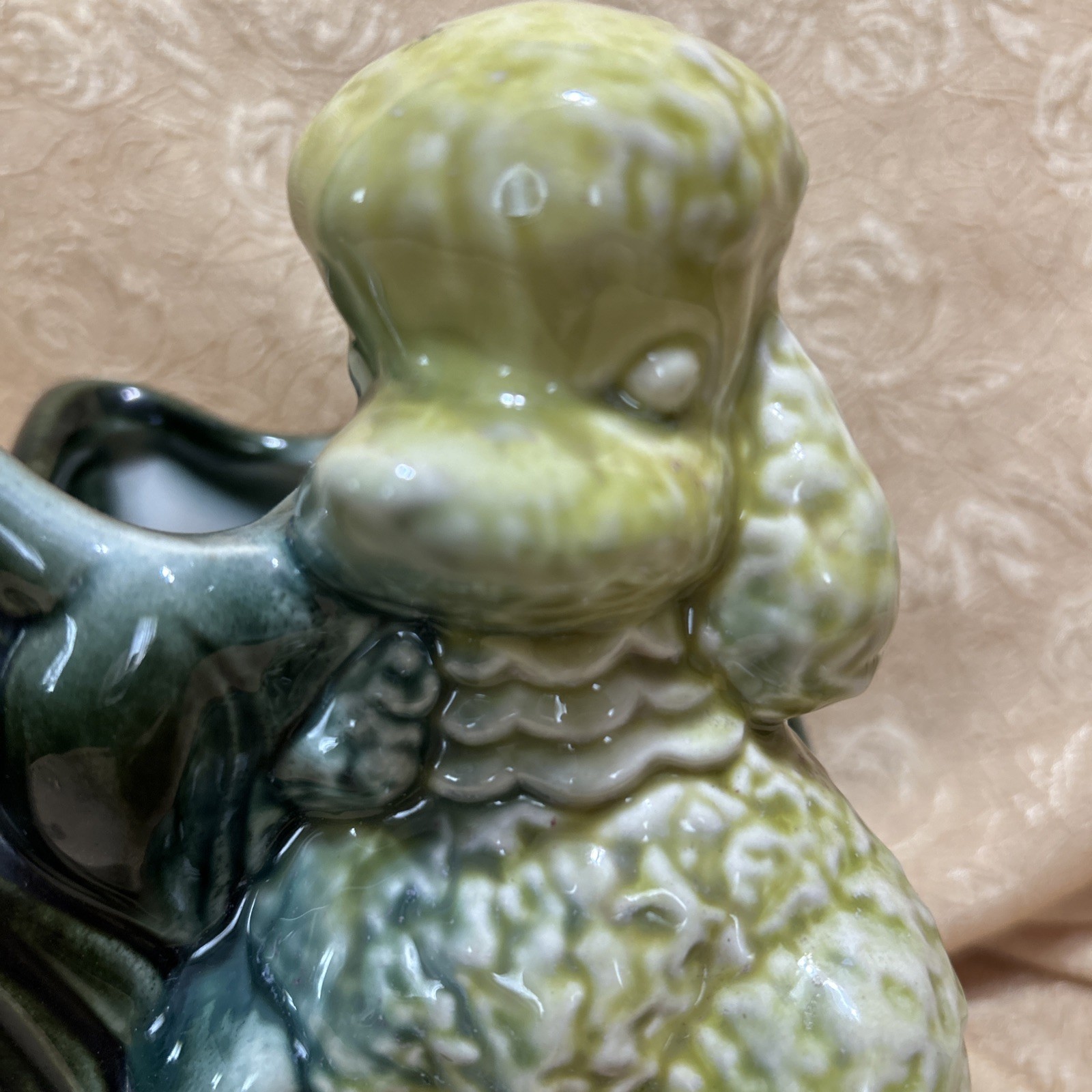 Vintage Hull Pottery Green Poodle Dog Planter Vase