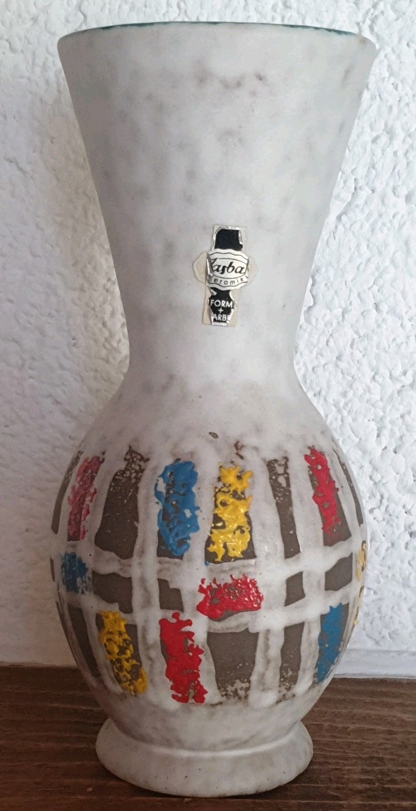 Jasba W. German Ceramik Pottery Abstract Multicolor Ceramic Vase 8″