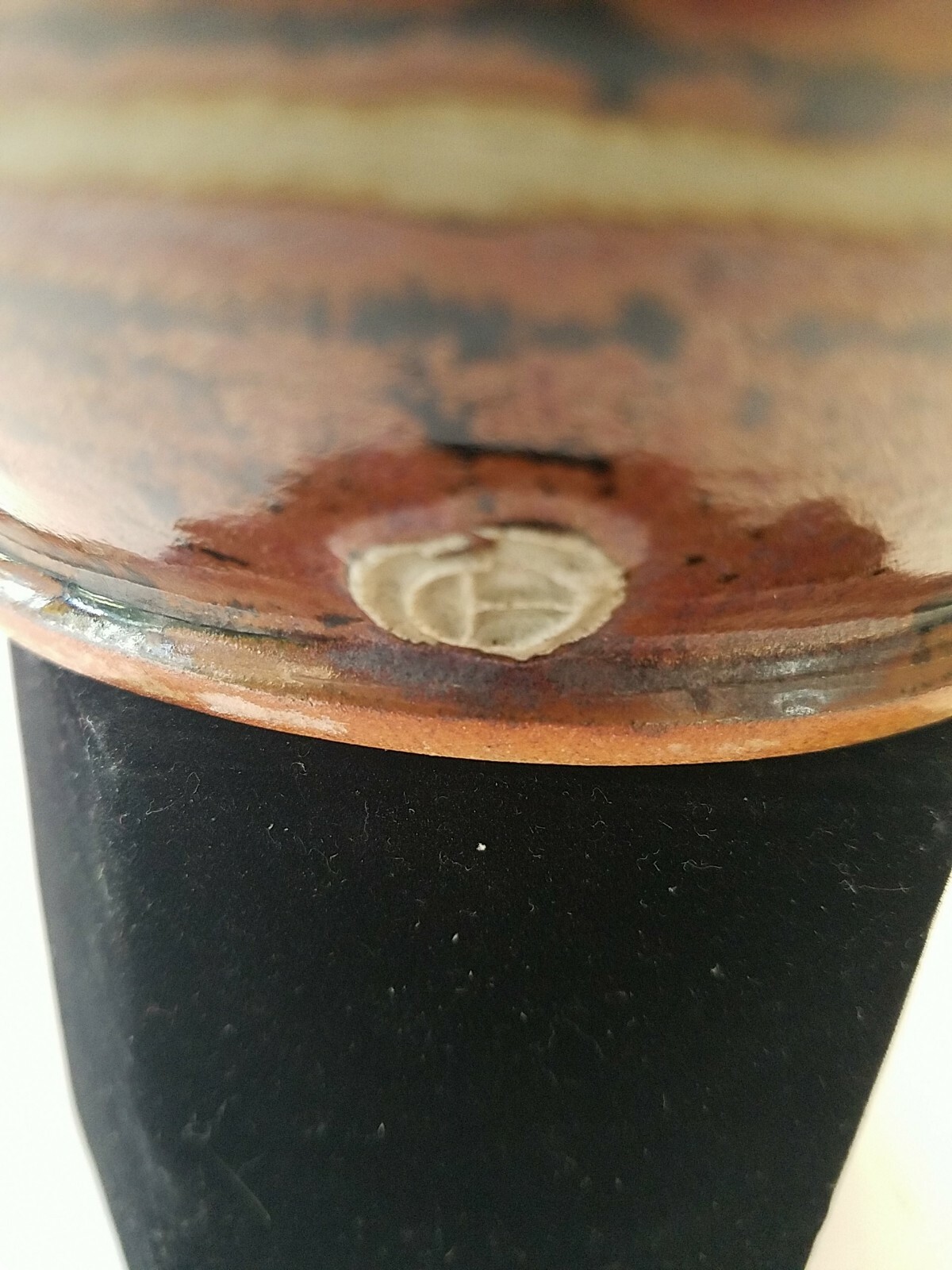 Vase clay studio handcrafted art pottery. The mark is like a seal on the side