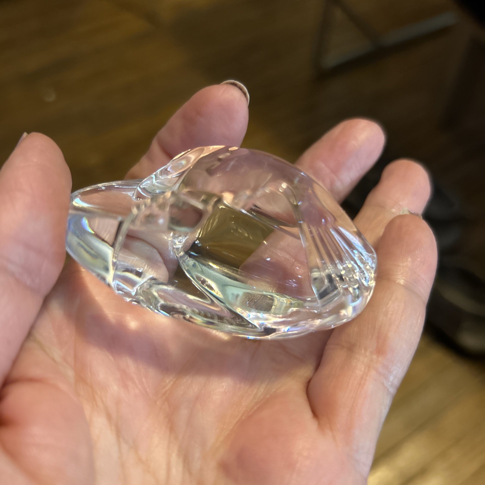 Vintage STEUBEN Signed Glass EAGLE Hand Cooler Rare Crystal Animal Paperweight