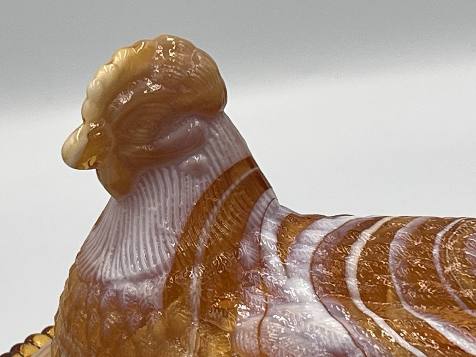 Rosso Westmoreland Carmel & White Slag Art Glass HenOn Nest Vintage !LAST ONE!