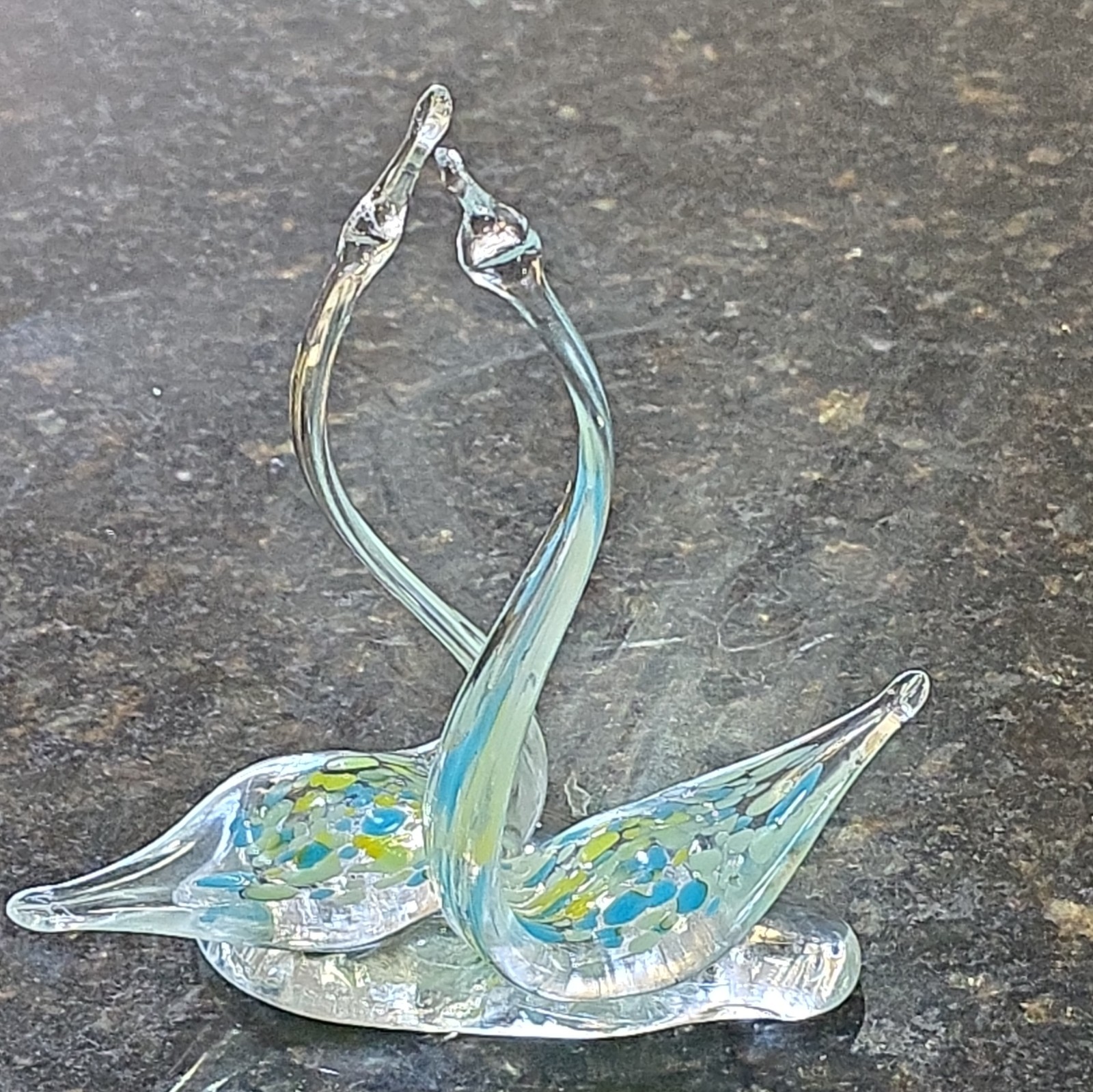 Vintage German Lead Crystal Swan Figurine Pair.