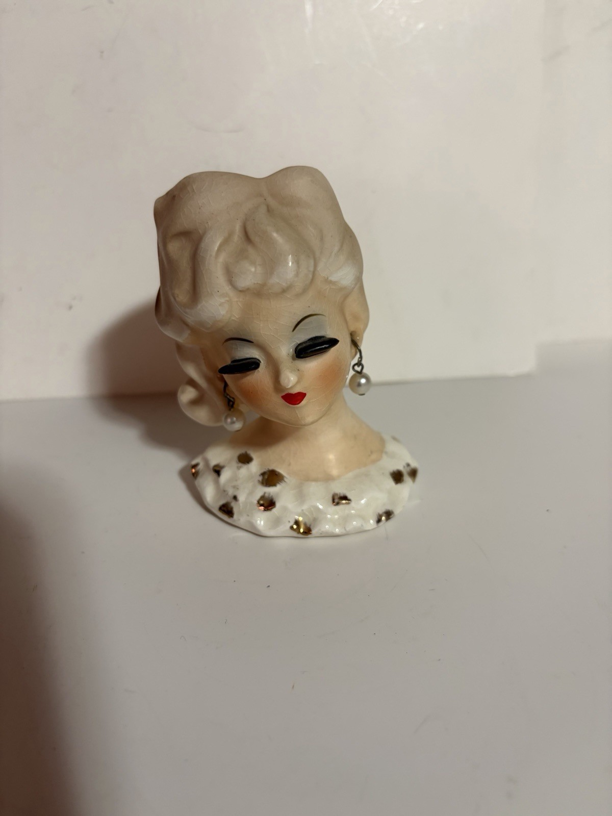 Vtg Napcoware? Porcelain Lady Head Bud Vase Figure Japan Earrings Tilso Japan