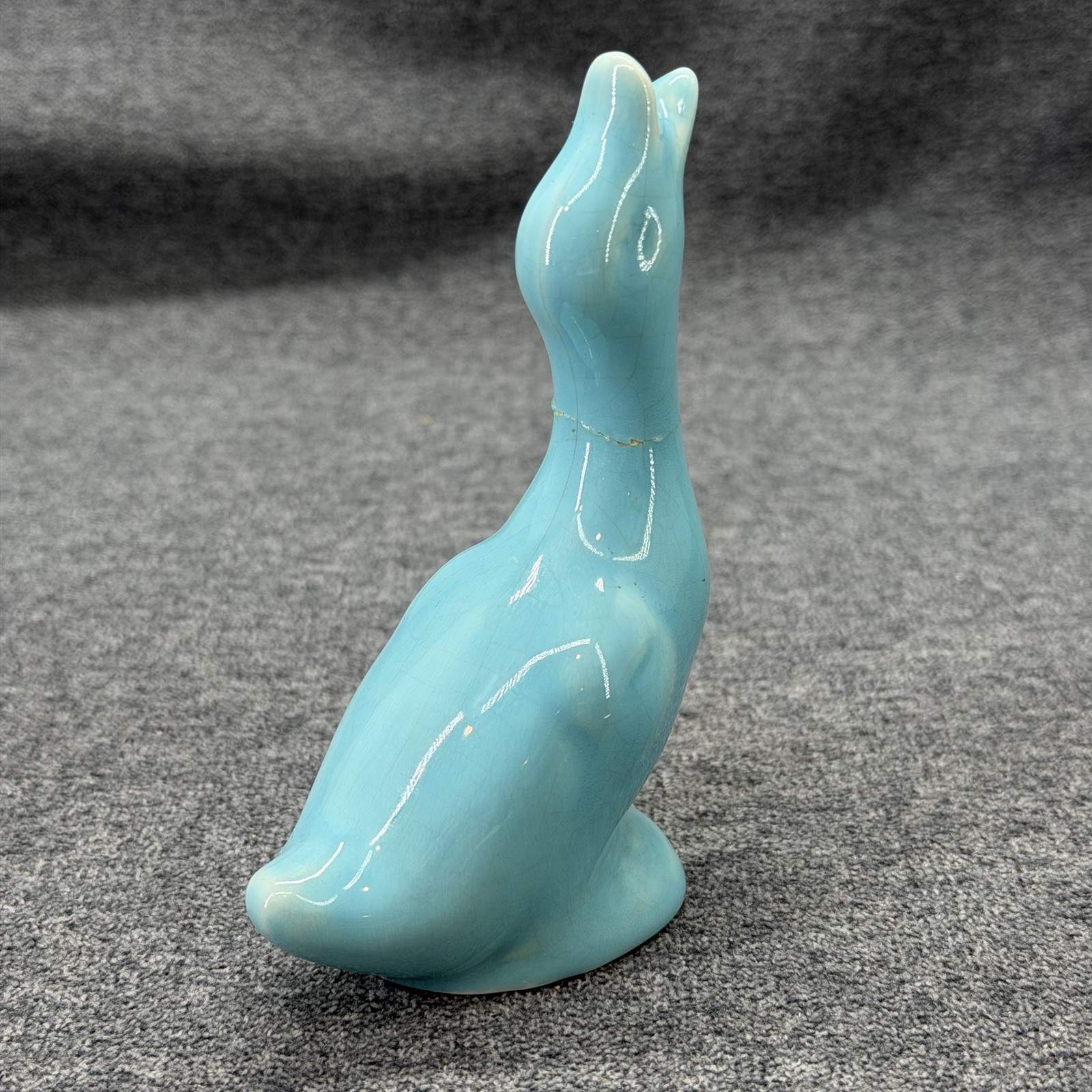 Vintage California Art Pottery Aqua Blue Goose Figurine USA Made READ