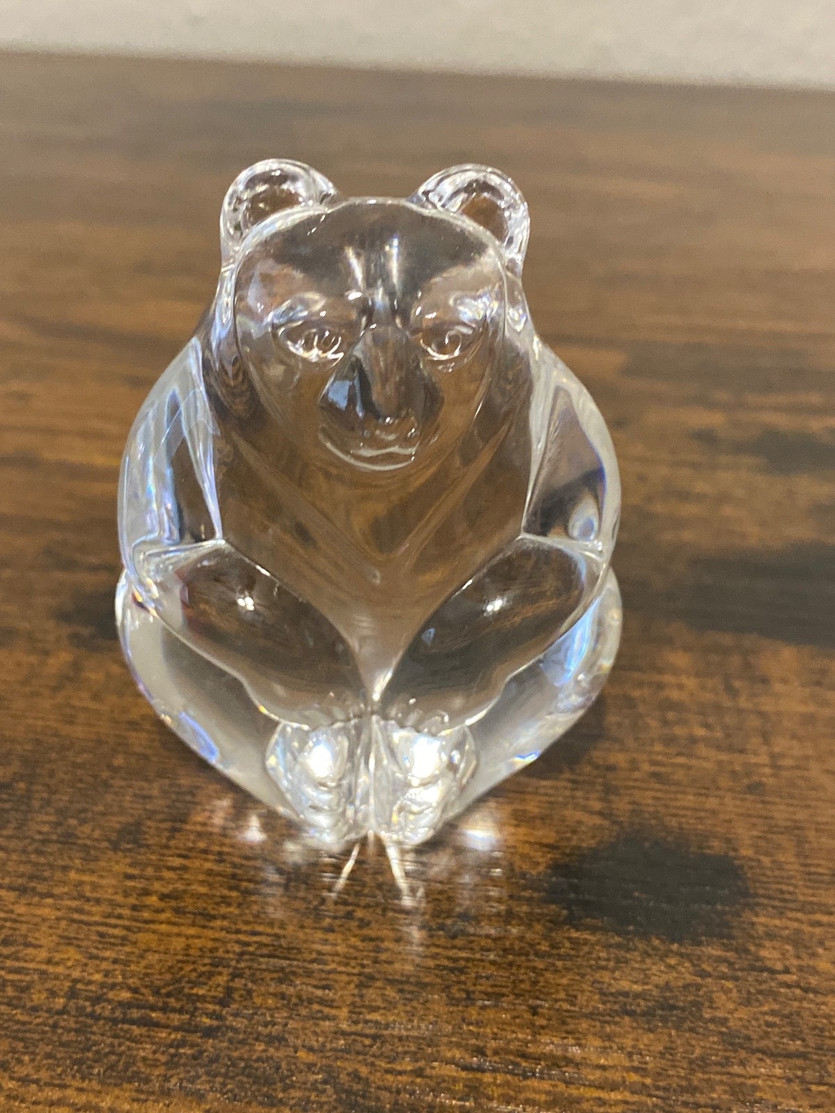 VTG STEUBEN Clear Crystal Bear Hand Cooler/Paperweight By LLOYD ATKINS 2.5″H