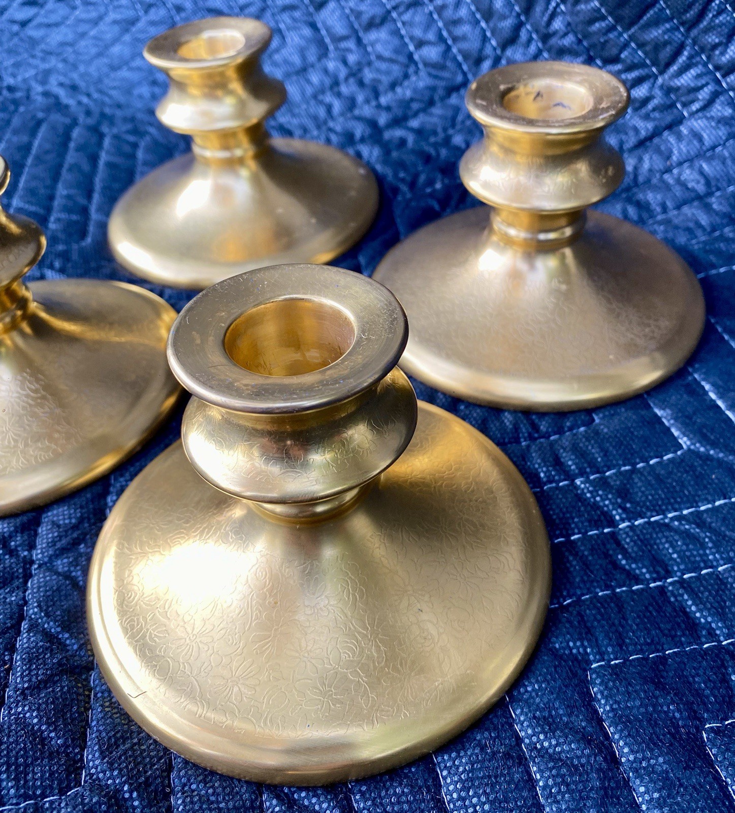 Vintage Pickard China Etched 24k Gold Candle Holders Set of 4