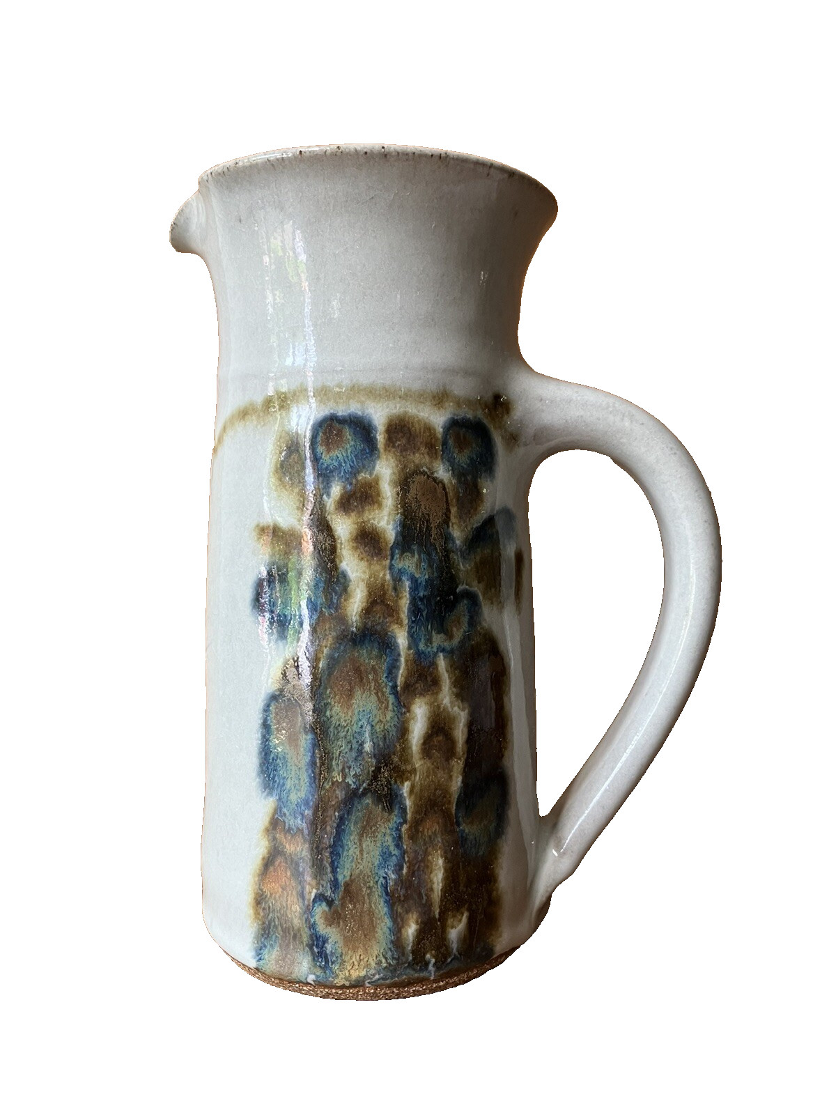 Vintage John Fassbinder studio pottery Pitcher mid century modern art 8 1/4 in