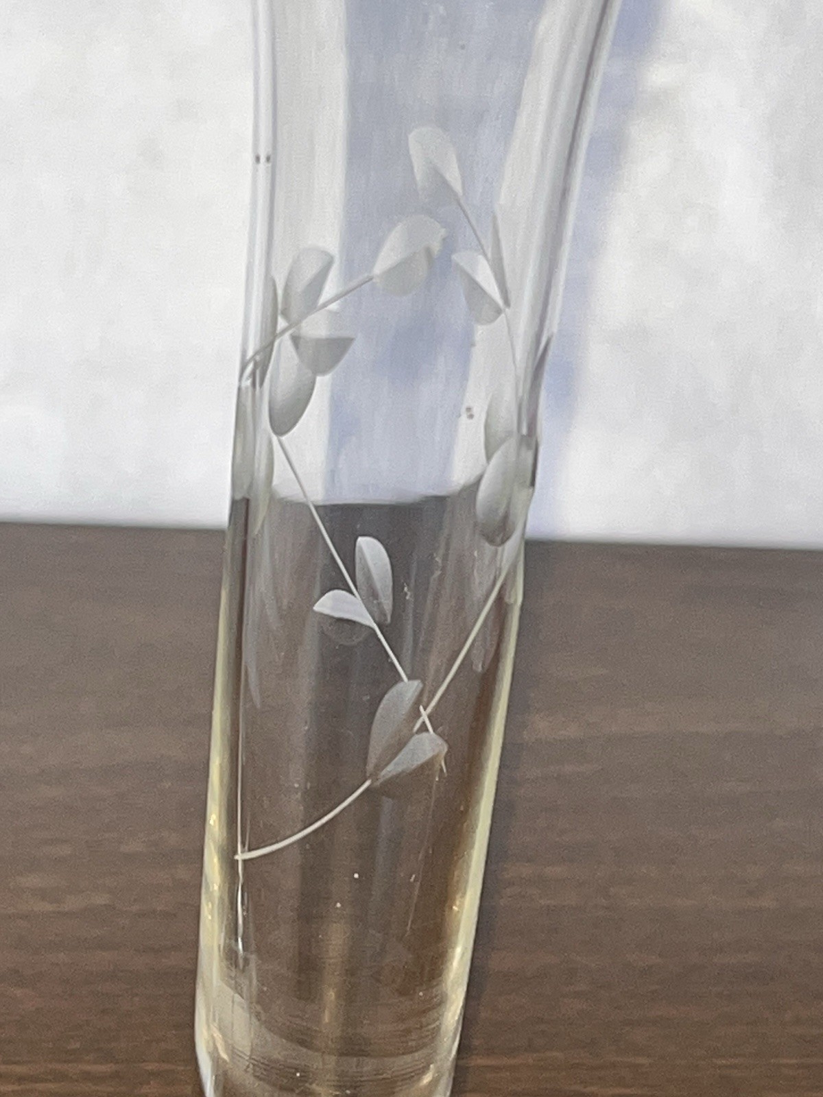 Vintage Pair Etched Clear Glass Bud Vases w/ Sterling Silver Bases STERLING