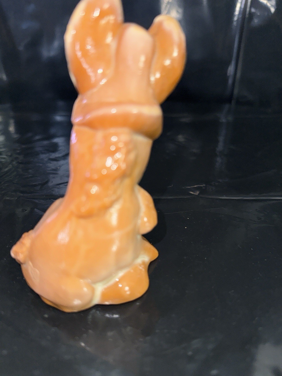 Mosser Glass Orange Slag Bunny Rabbit Figurine Cream Swirl Vintage Easter 5”