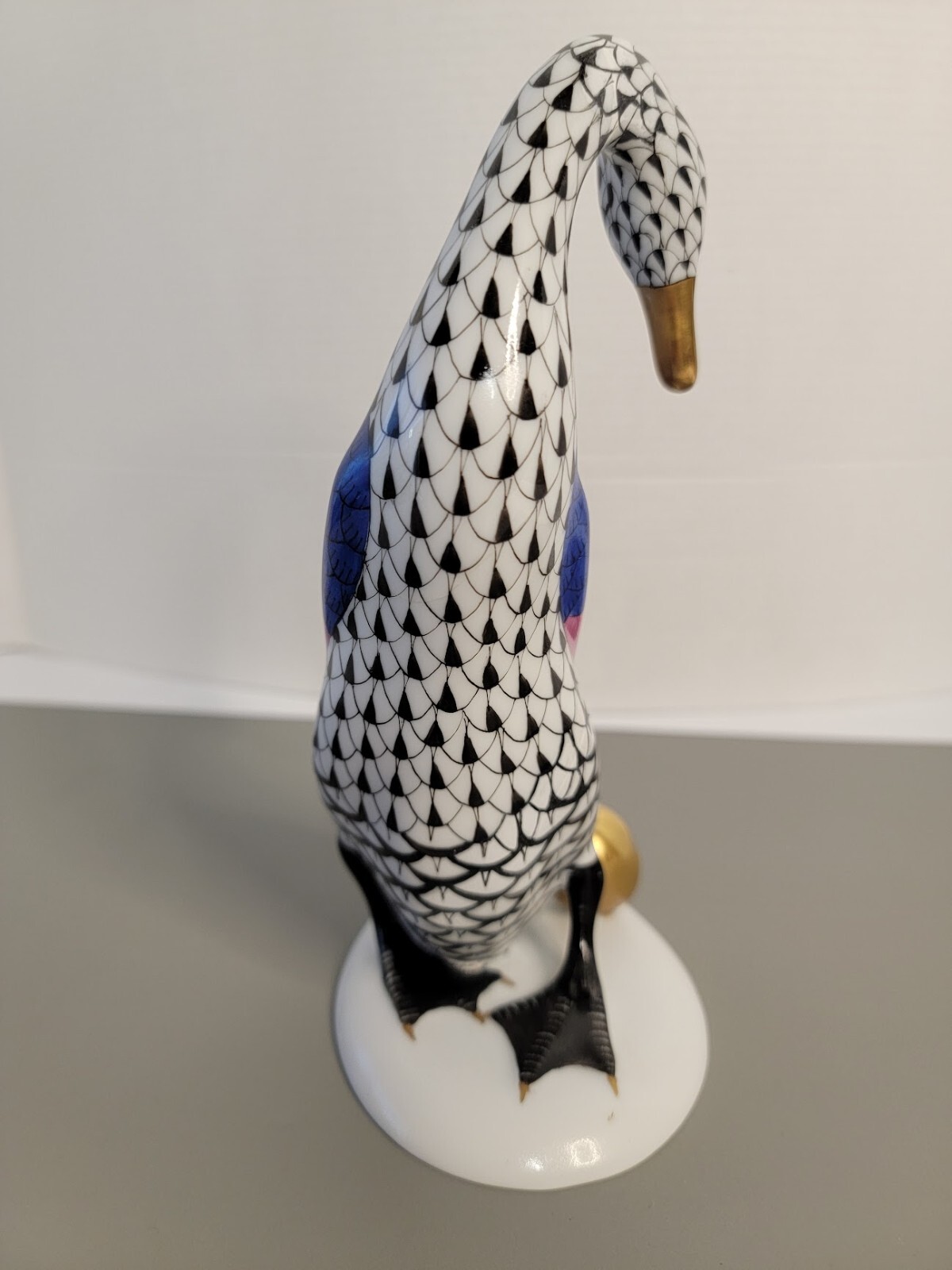 Herend Large Black “Goose with a Golden Egg” Figurine 4’x8′