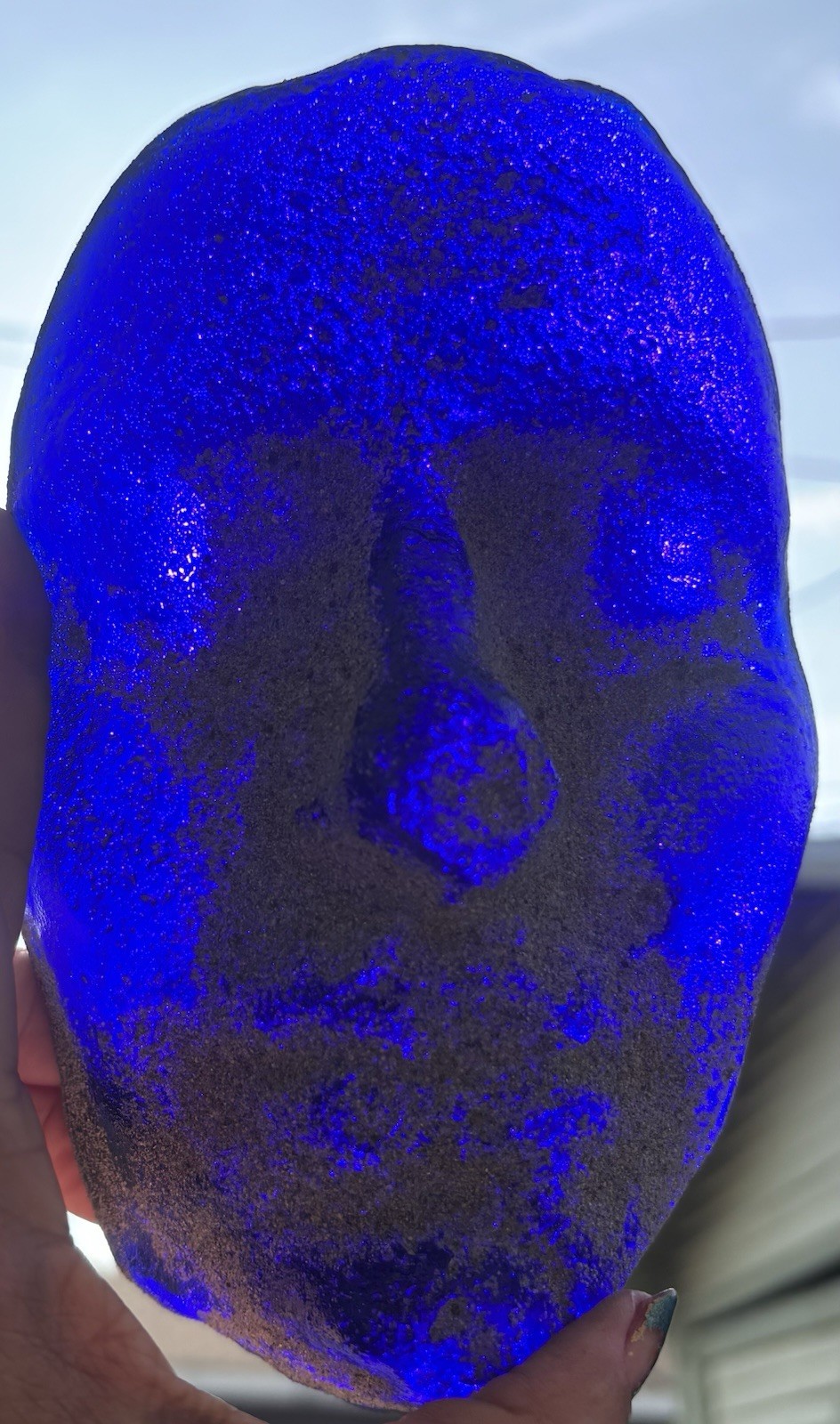7. 1/4” X 4 1/2“ High Original Blue Glass Art Face Mold Original