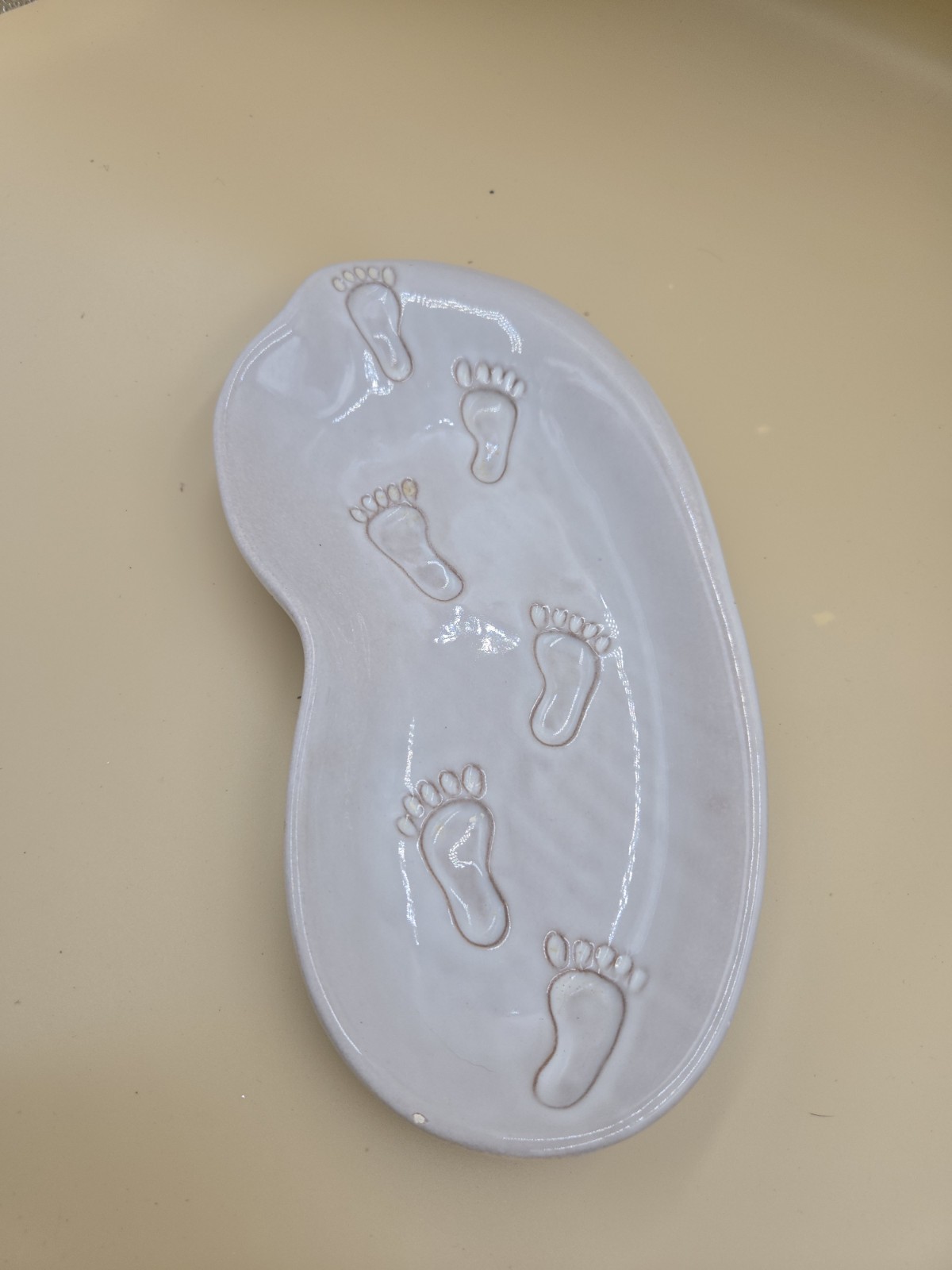 Vintage Royal Haeger Footprints in the Sand Foot Ceramic Dish/platter Beige #175