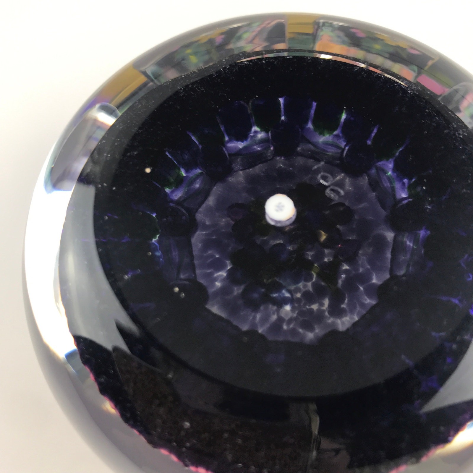 Perthshire 1997B Millefiori Lampwork Flowers Twist Amethyst Faceted Paperweight