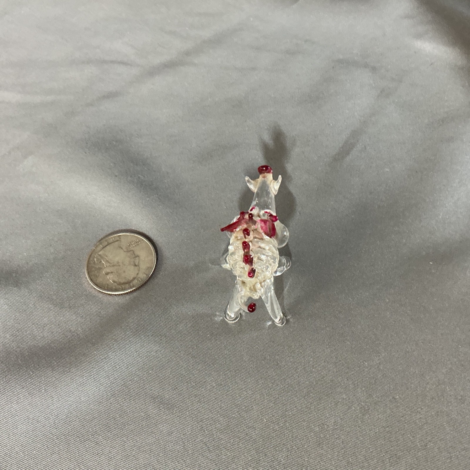 Hand Blown Miniature Glass Figure Red White Wild Boar