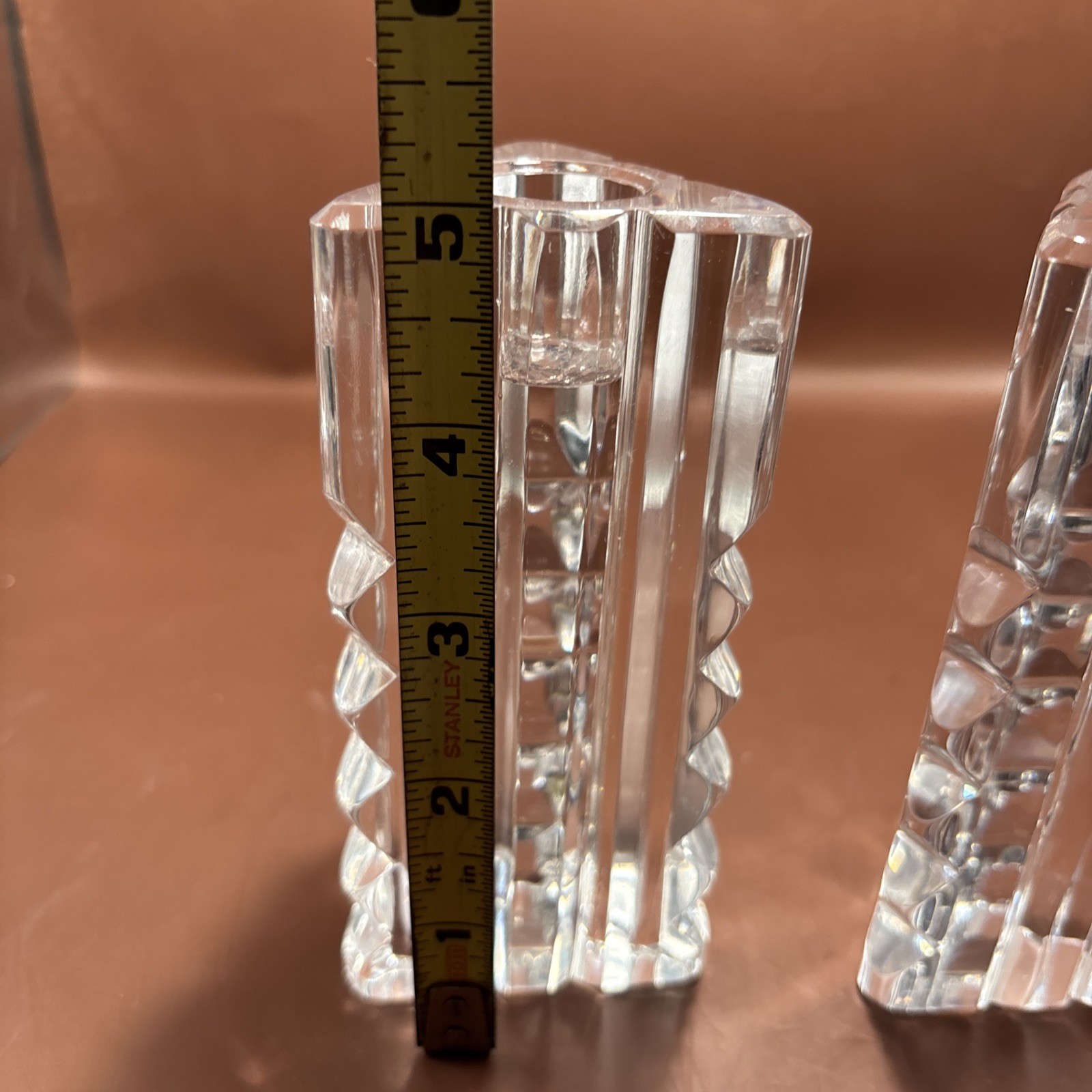 Rogaska Lead Crystal Candle Holders Exquisite Crystal. 5 By 2 3/4 In’s Signed