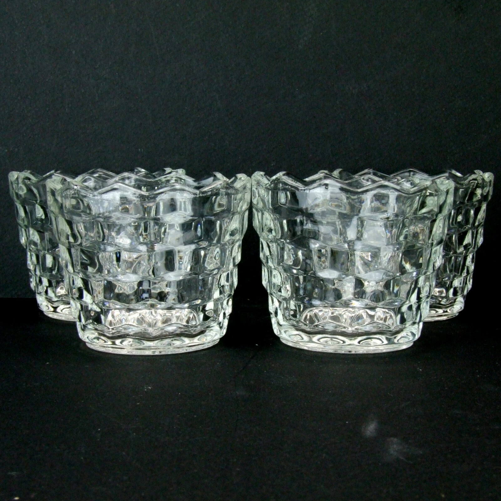 Colony Whitehall Clear Custard Cup Stacked Cube Cubist Set of 4
