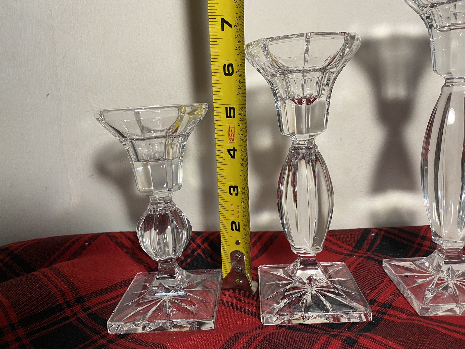 Set Of 3 Royal Limited Crystal Candleholders, Czech Republic, Orig. Stickers
