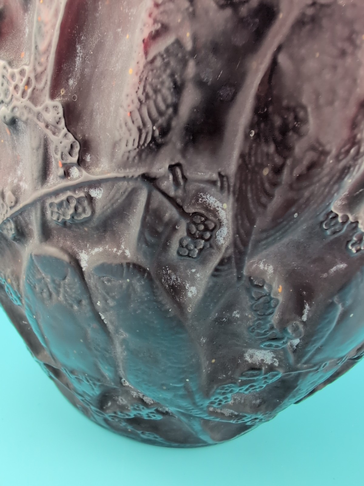 Rare 10″ Lalique France Amber “Perruches” Vase – Original White Patina – No. 876