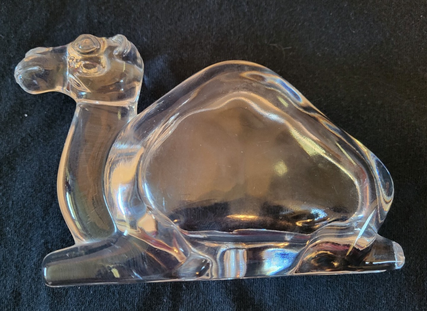 BAYEL France Clear Crystal Art Glass Camel Ashtray Candy Dish Great Condition