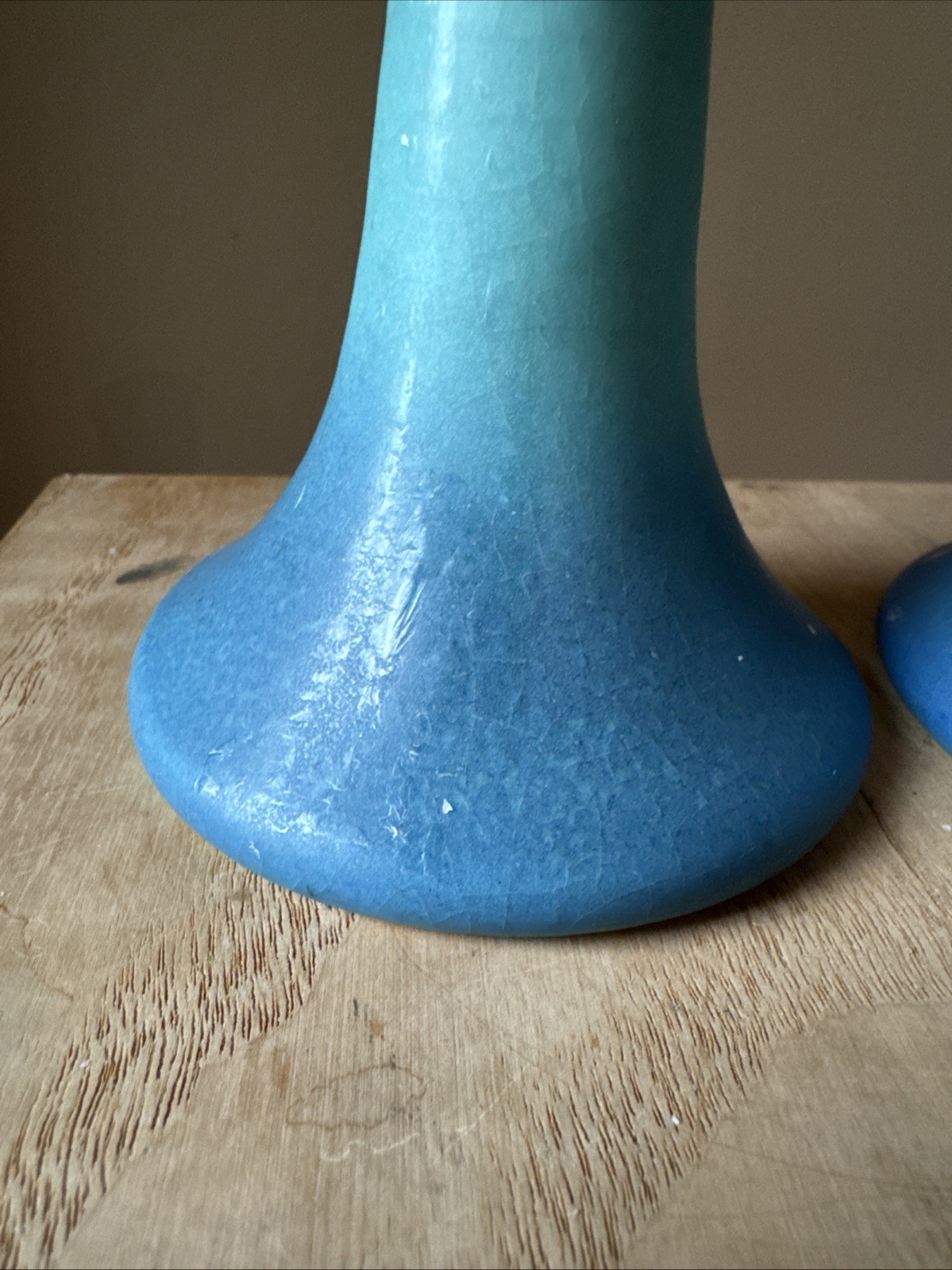 Vintage Van Briggle Ming Blue Art Pottery Candlestick Holders Pair 4.5 Inches