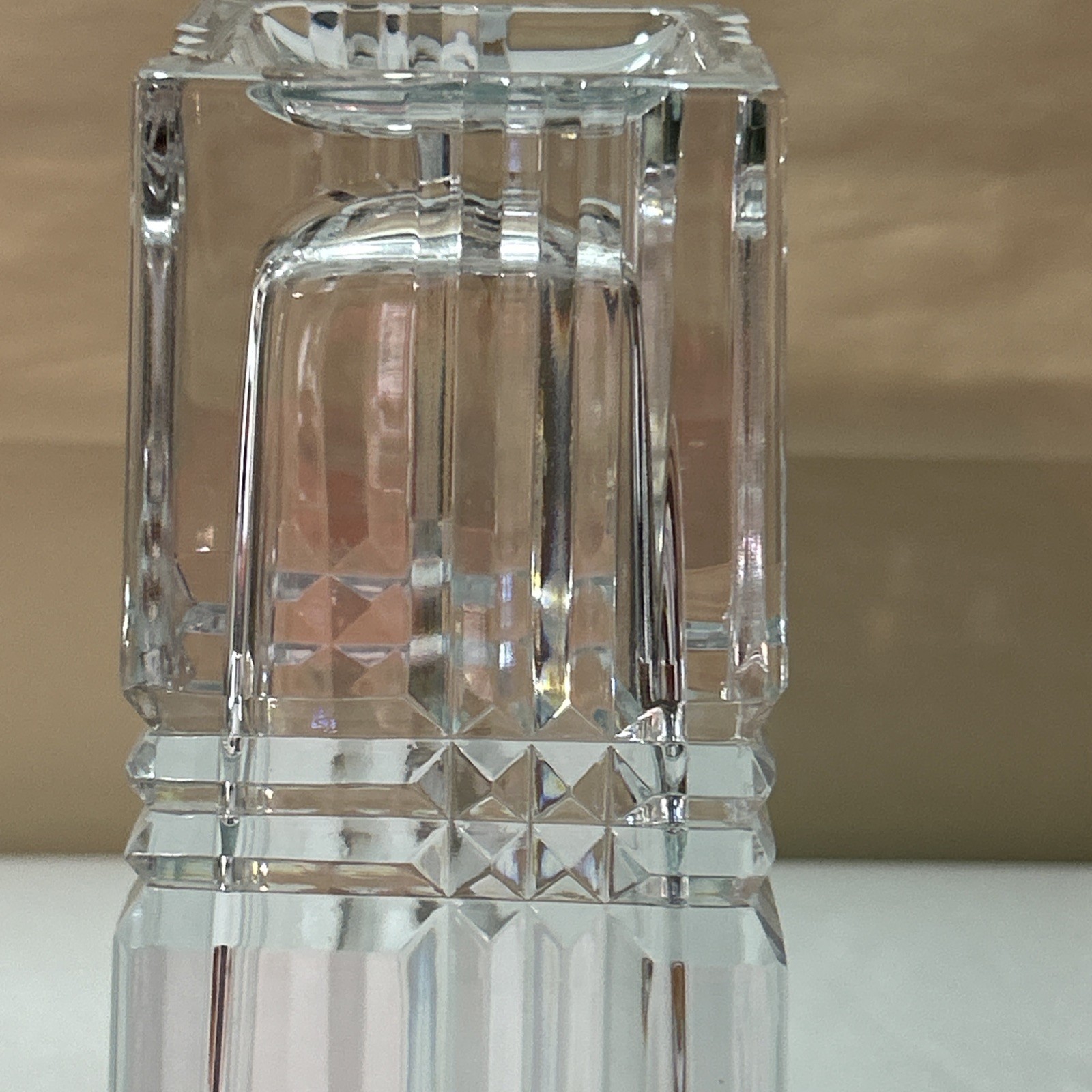Bohemia Czech Republic Hand Cut Lead Crystal Square Vase 10″ EXCELLENT 5 Pounds
