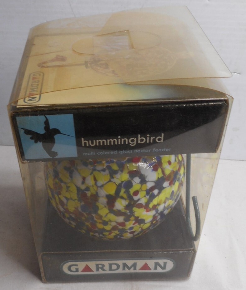 Gardman HUMMINGBIRD Multi Colored Glass Nectar Feeder 4″ x 4″ Hanging Ball – NEW