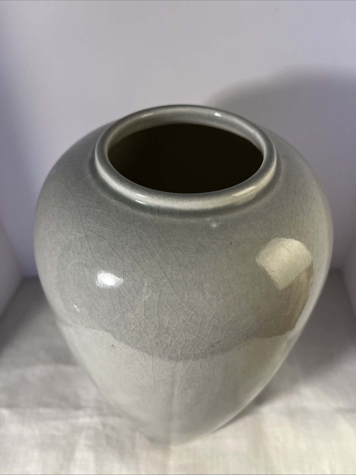 Royal Haeger Pottery Vase Light Gray 10 Inches Tall VTG MCM Minimalist Decor