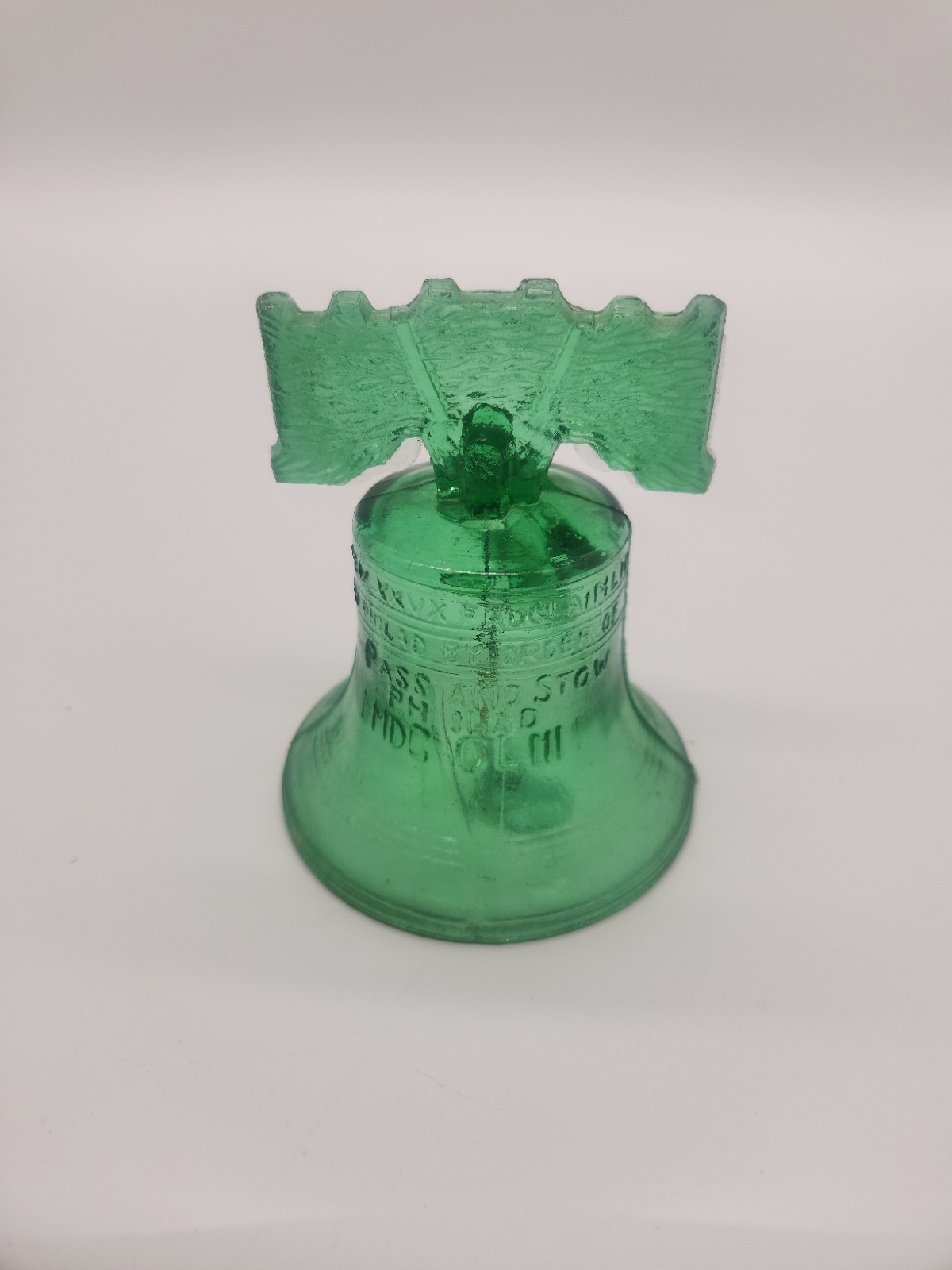 Vintage Liberty Bell Green Glass Bi-Centennial 1776