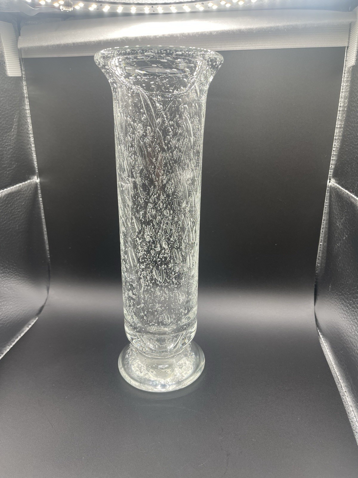 Vintage Clear Textured Art Glass Vase – Mid-Century Style