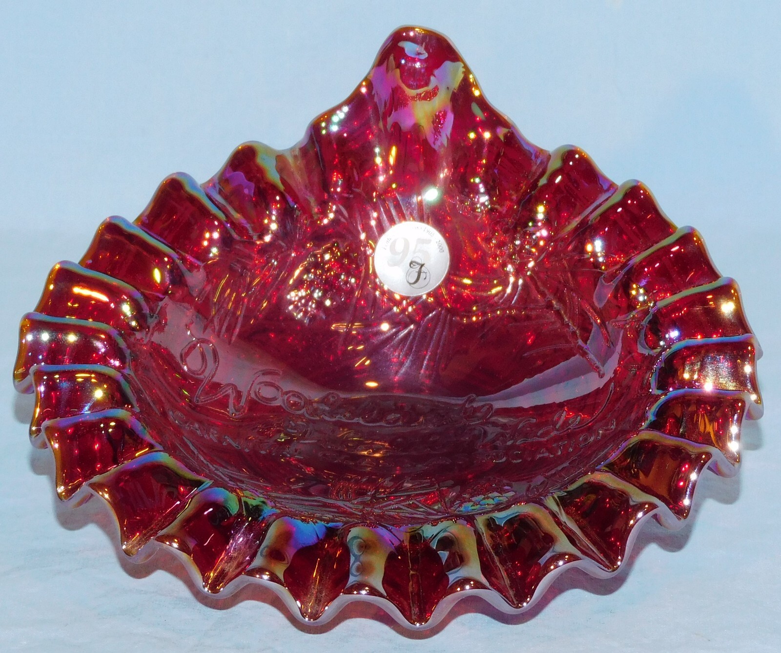 Fenton 2001 Las Vegas Red Woodsland Worldwide Carnival Glass 95Th Anniversary