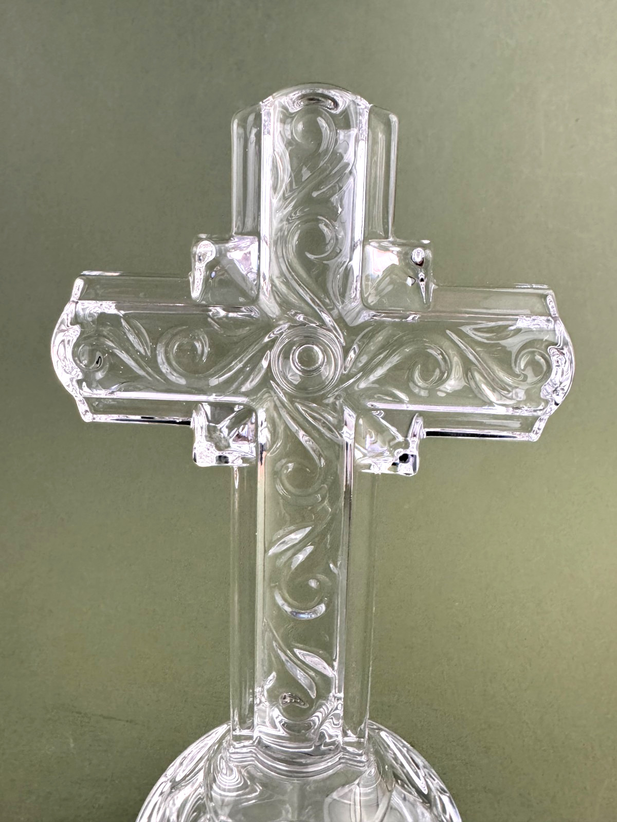 Marquis by Waterford Lead Crystal Cross Covered Box Keepsake Box w Lid Czech 9”