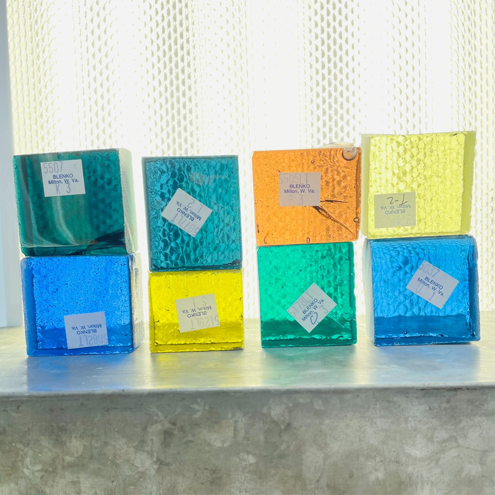Blenko Art Glass Color Sample Block Lot of 8
