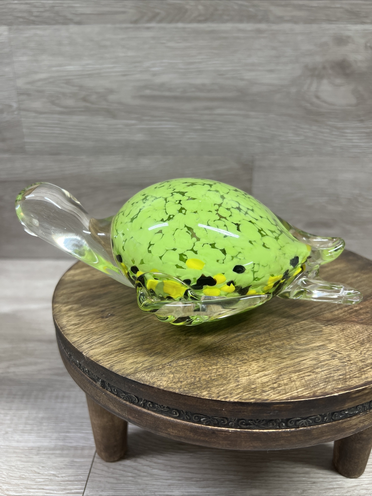 VTG Glass SEA Turtle Paperweight Clear Light Green 7” 5th Avenue Crystal