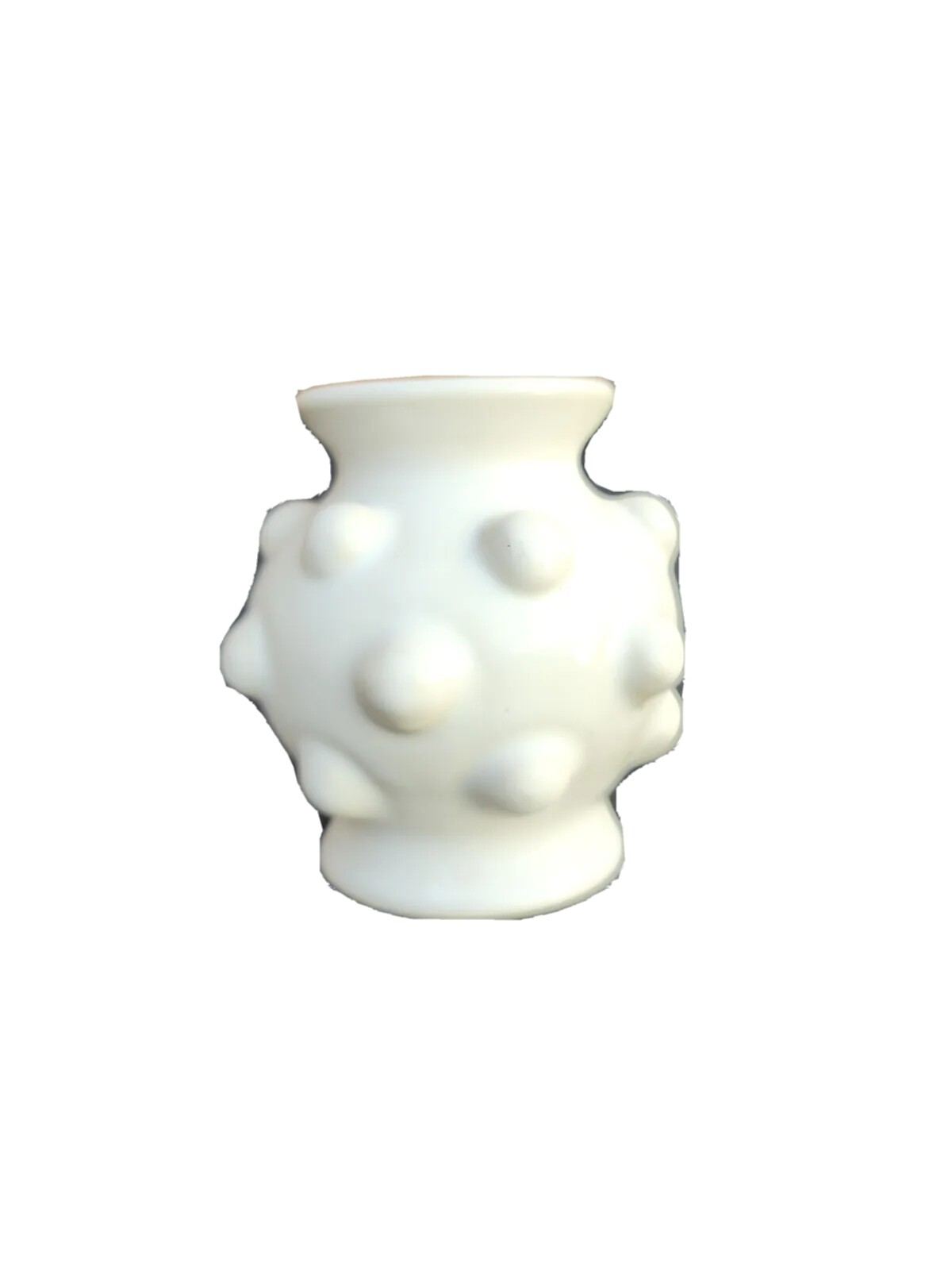 Minimalism White Clay Studio Pottery Glazed Signed Schickel Hobnale 4.5″ Vase