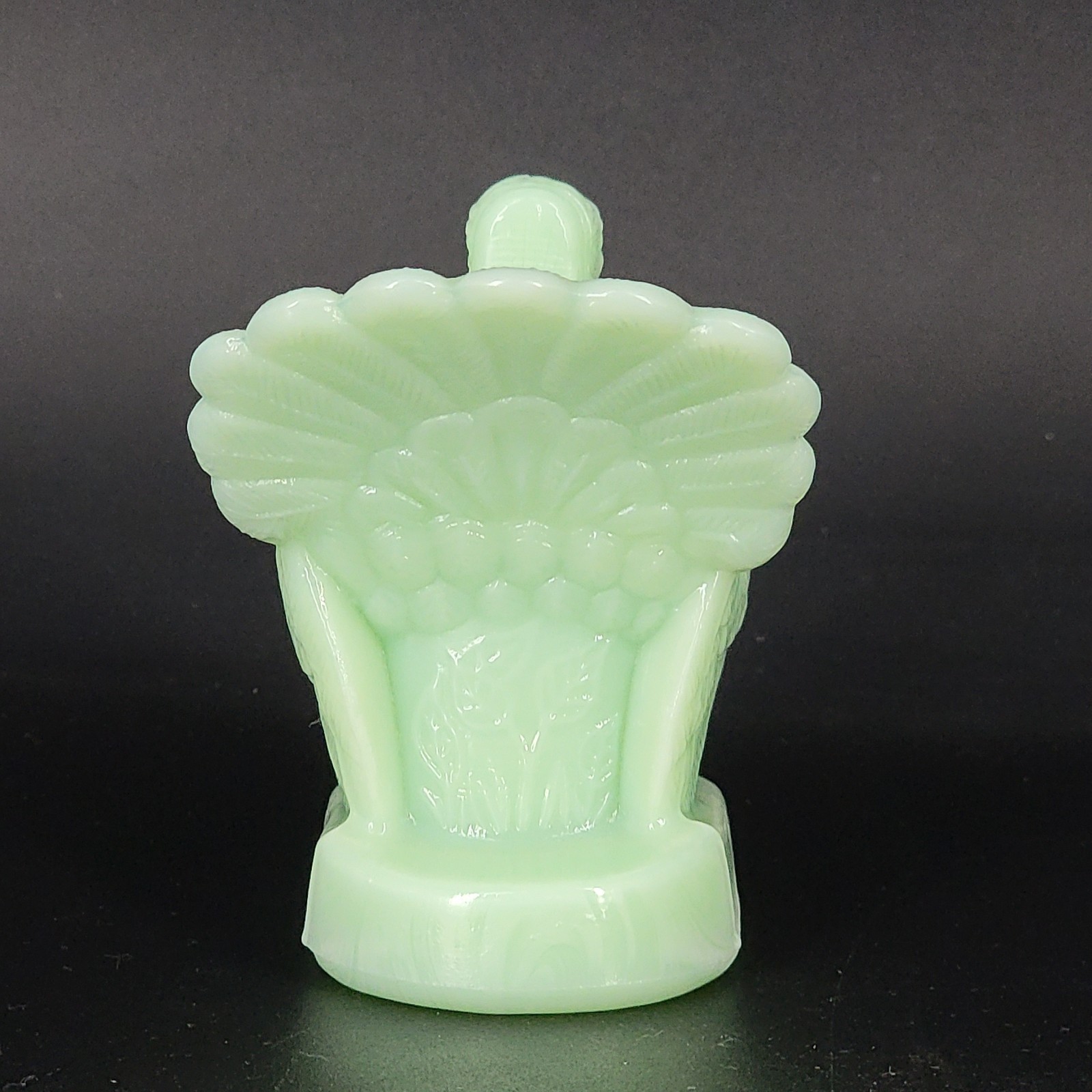 Hand Blown Mosser Glass Jadeite Green Turkey Toothpick Holder 3″ Tall Home Decor