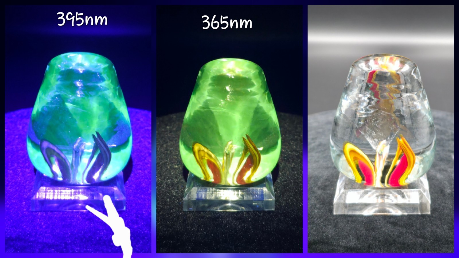 MFG Unknown 3″ Tall Paperweight UV Reactive GLOWS comes w/stand