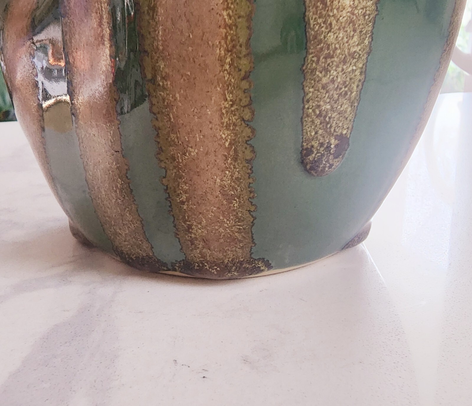 Art Pottery Drip Glaze Vase Urn with Handle