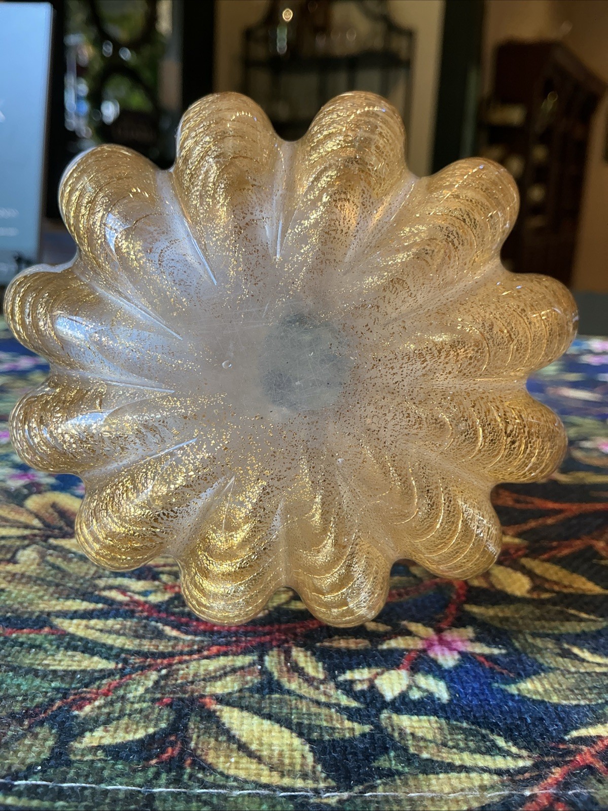 Barovier Toso Murano Art Glass Vase Cordonato d’Oro Gold Inclusion Rope Vintage