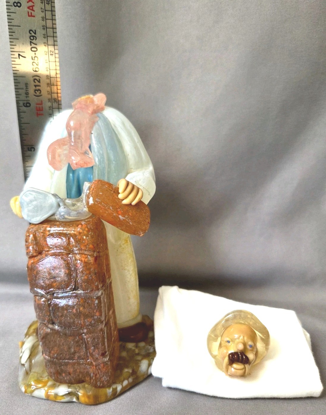 Czech Bohemian Art Glass Bricklayer Figural Železný Brod Vintage Head Detached