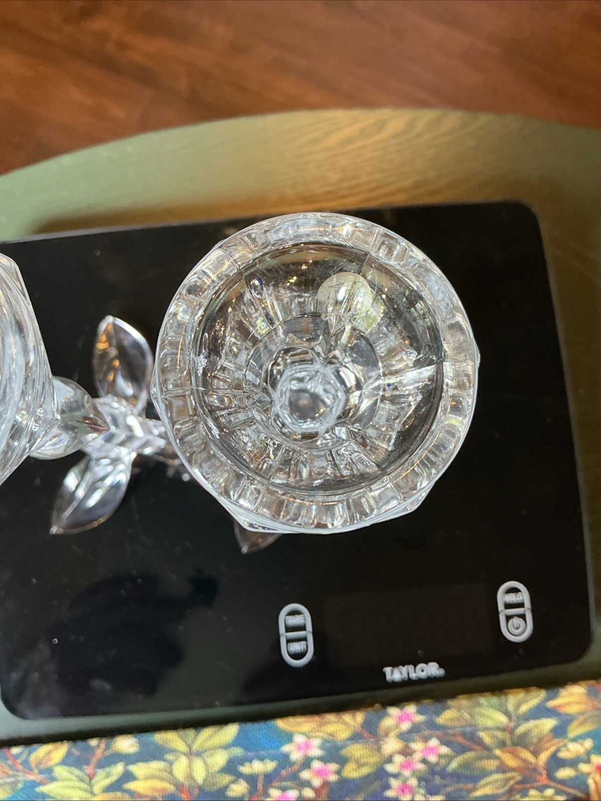Pair Of Bandol Cristal D’Arques Durand Lead Crystal 8.5” Flower Candlesticks