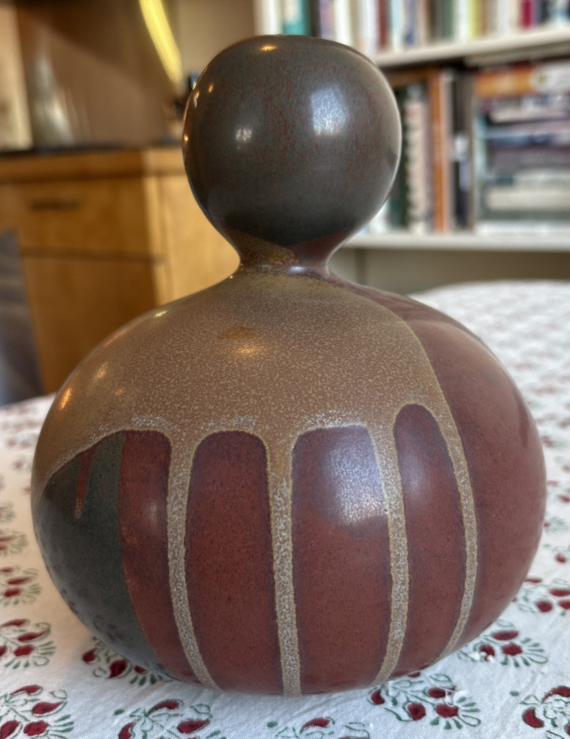 Paul Hoff Ceramic Bulbous Vase Midcentury Modern Gustavsberg Sweden 1989