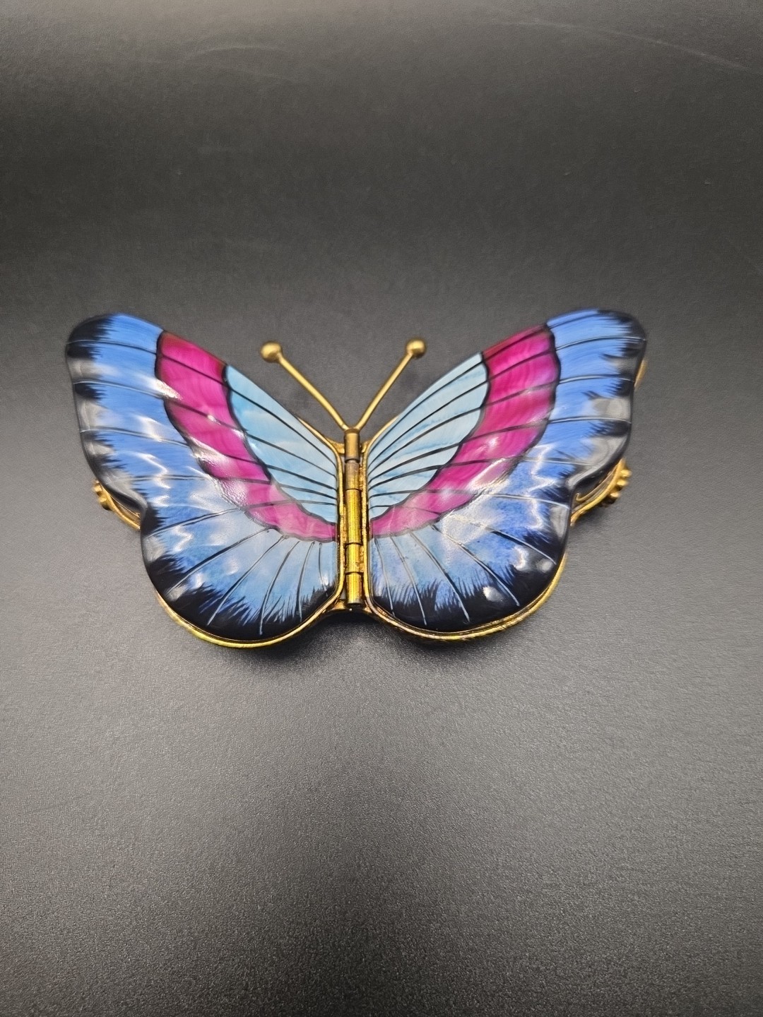 Limoges France Parry Vieille Trinket Box Butterfly Double Hinged Rare