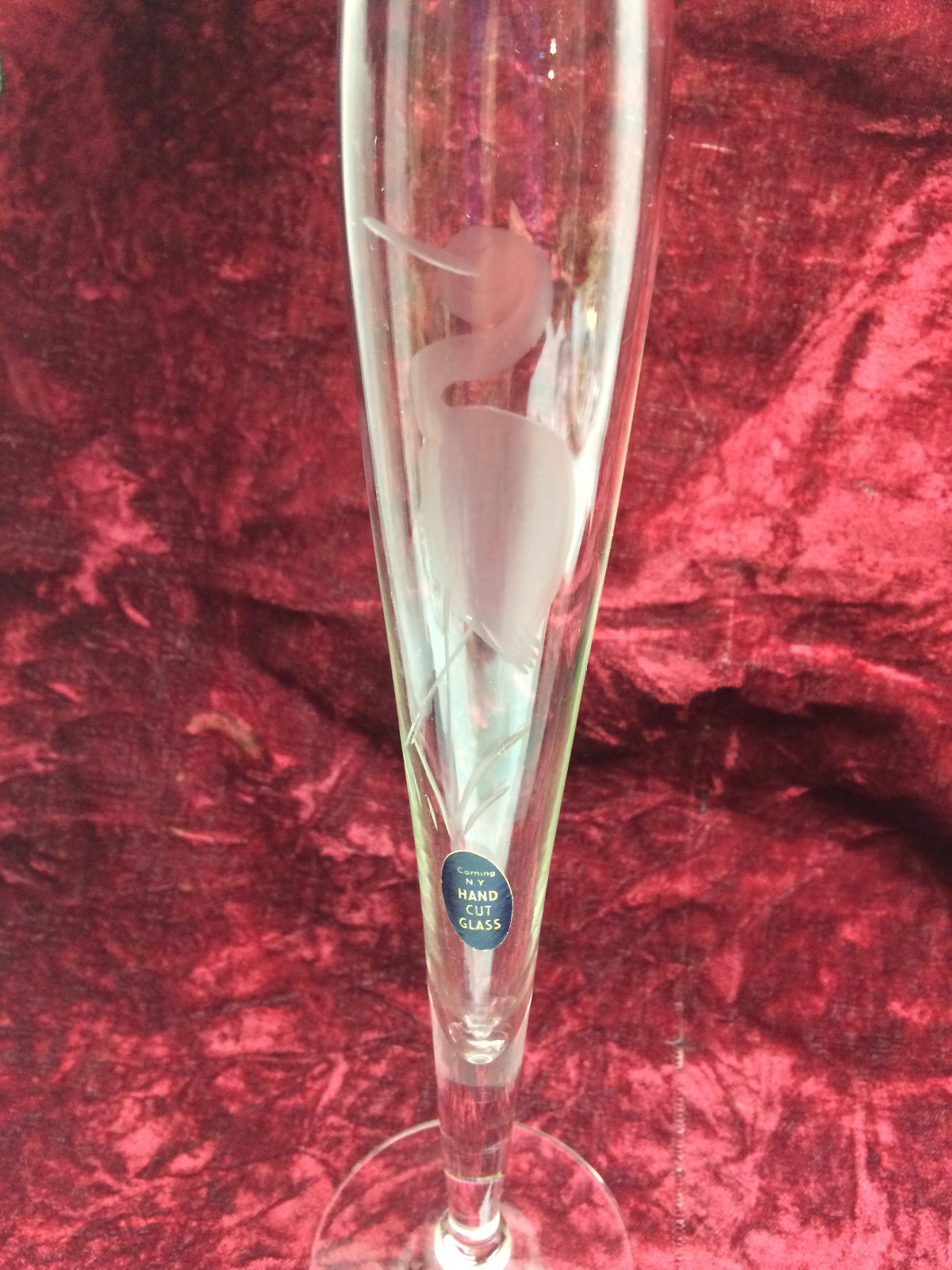 Corning Wheel Cut Bird Glass Vase New York NY