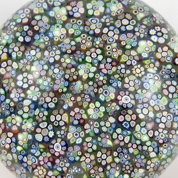 Perthshire 2000B Large Millefiori Closepack Complex Lace Ground Paperweight Cert