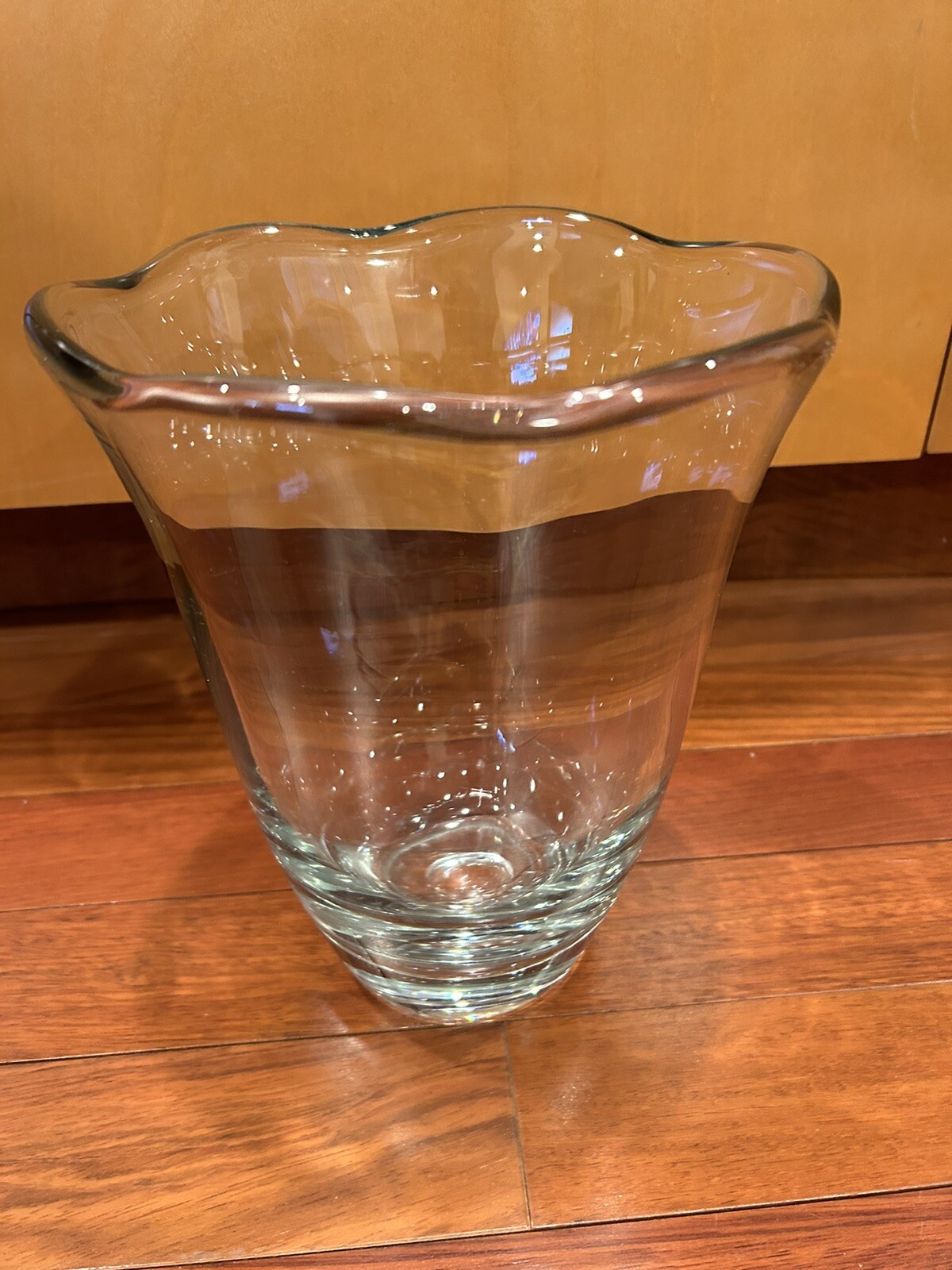 Vtg Strombergshyttan SWEDEN Large 10″ Art Glass Vase Ice Blue 6 Pounds