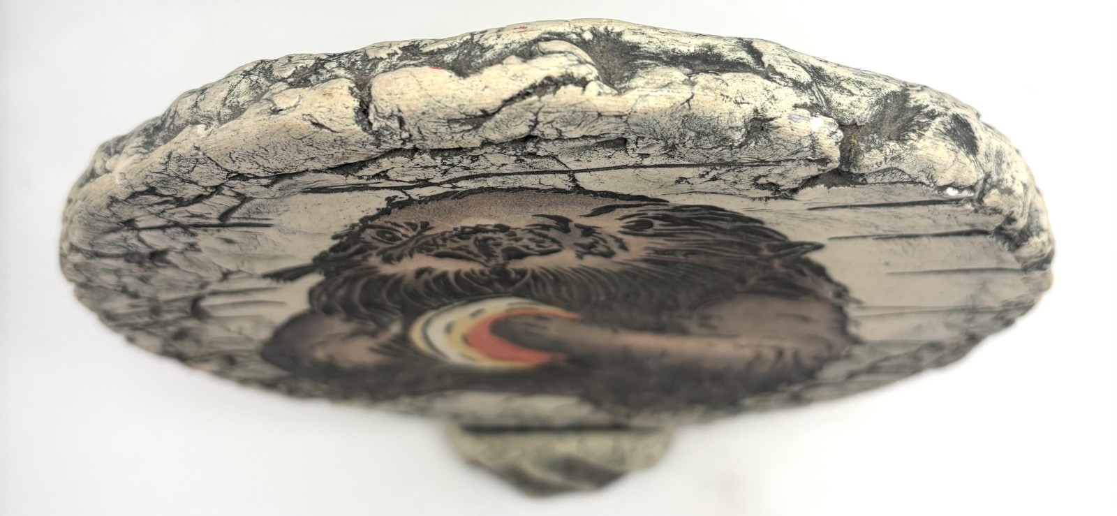Studio Pottery Otter Holding Prized Clam with Stand, Unique Art Signed By Artist