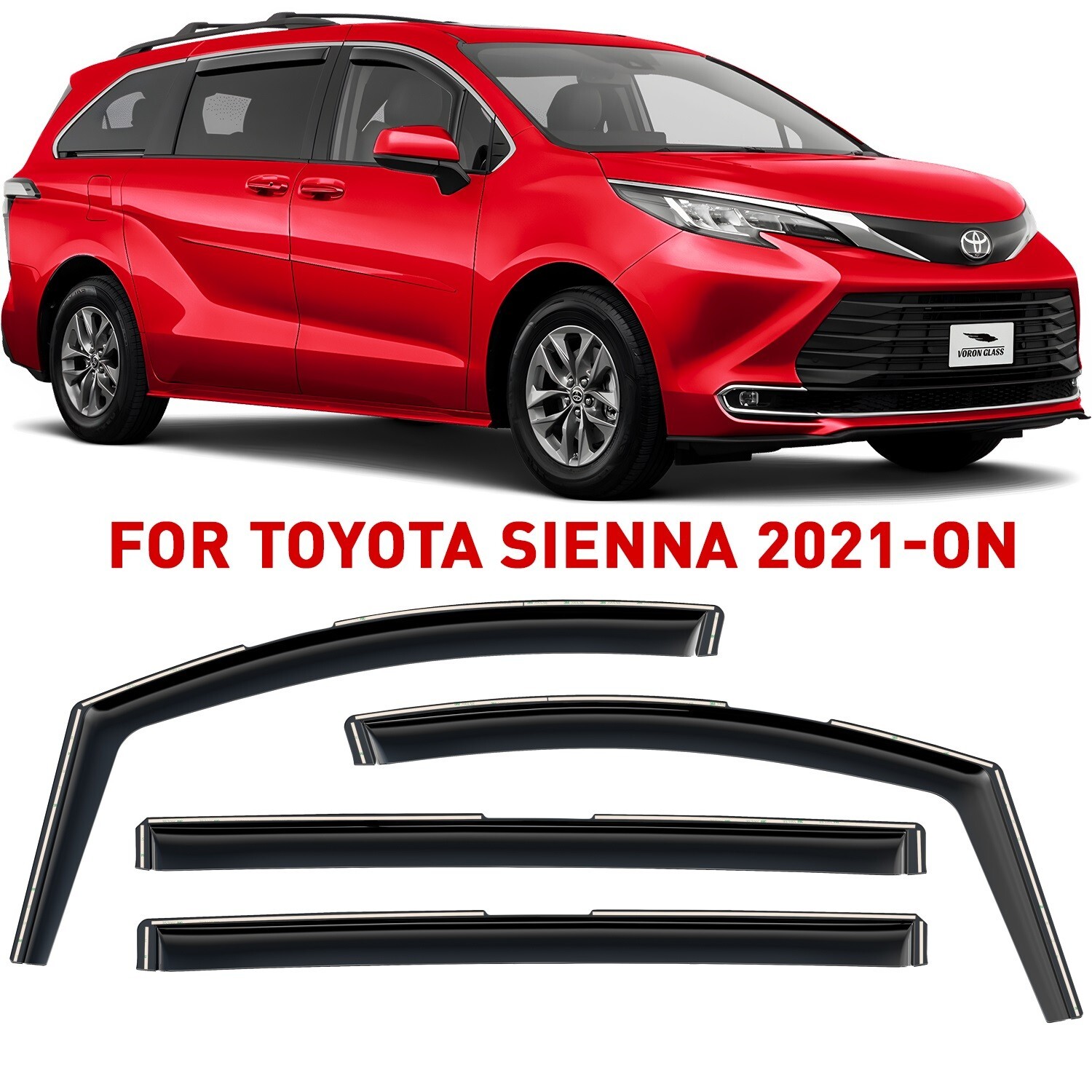 Rain Guards Vent Visors Shade for 2021-2023 Toyota Sienna SHATTERPROOF