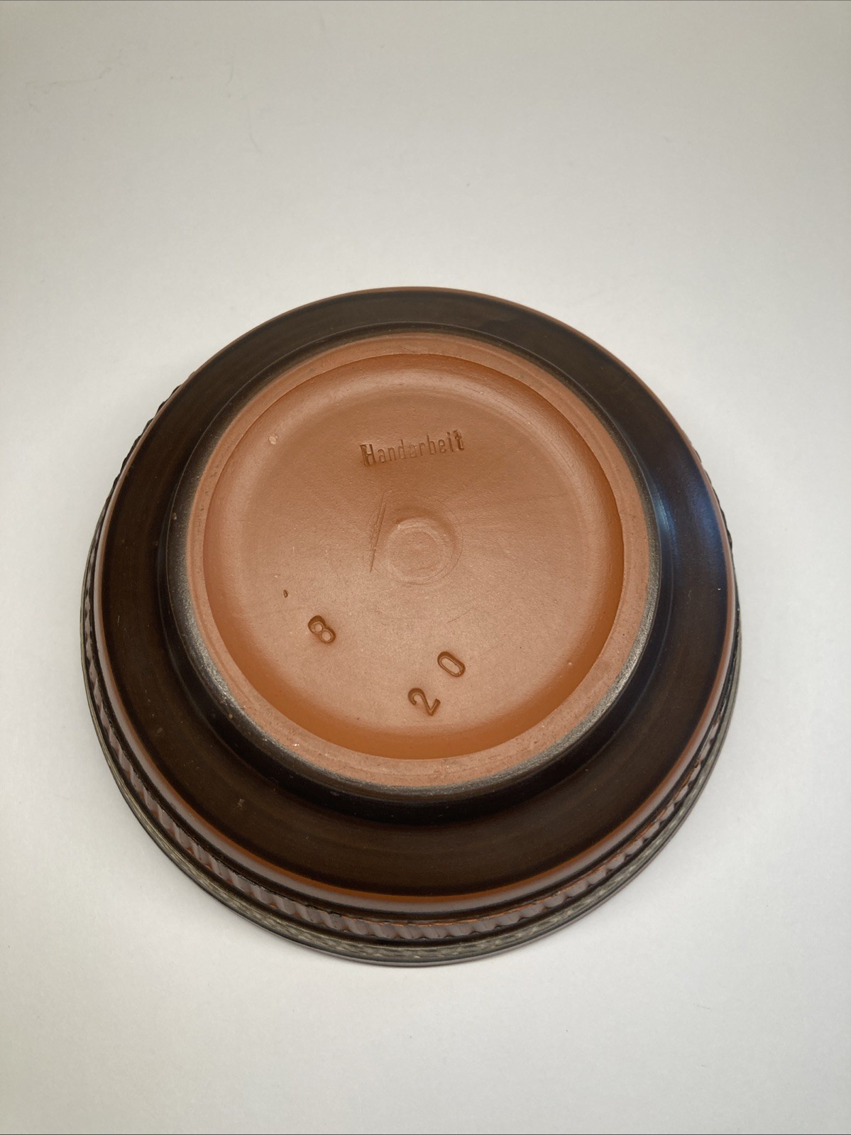 Vtg Handarbeit 7” Redware Clay Art Pottery Planter Bowl Flowerpot
