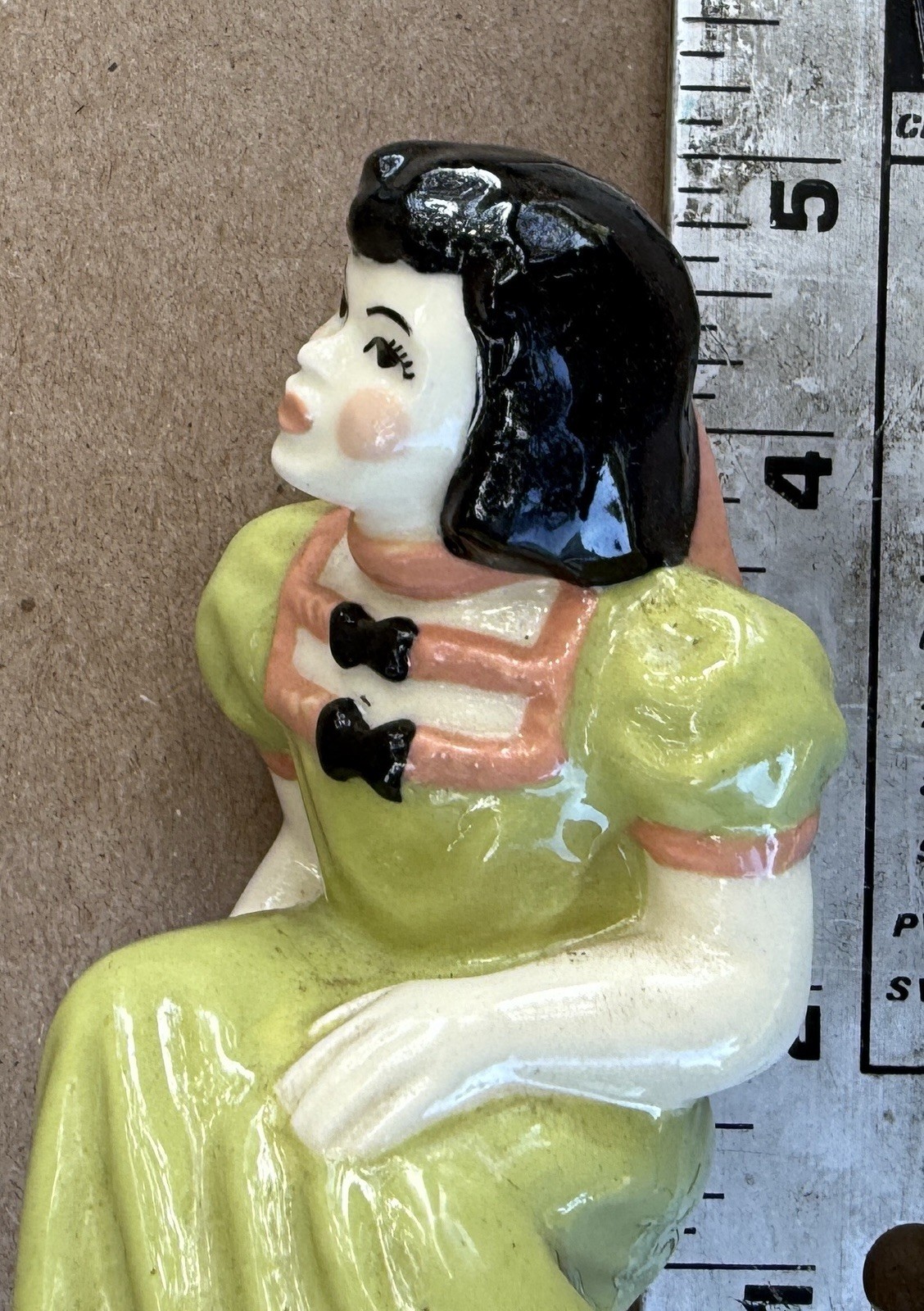Ceramic Arts Studio Kissing Girl Green Dress 5 Inch SHELF SITTER 1940-1955