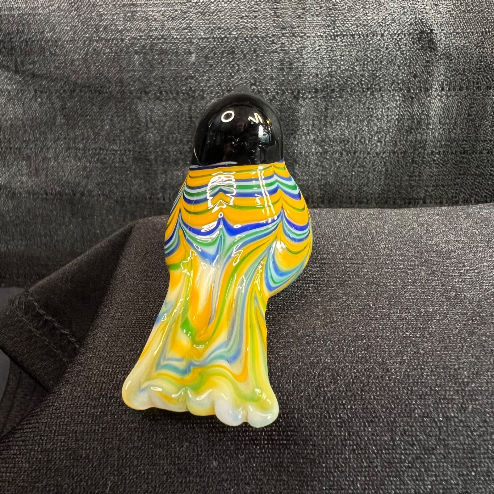 Vintage Blown Glass Multicolor Swirl BIRD Figurine, 2 7/8″L x 1 1/2″T
